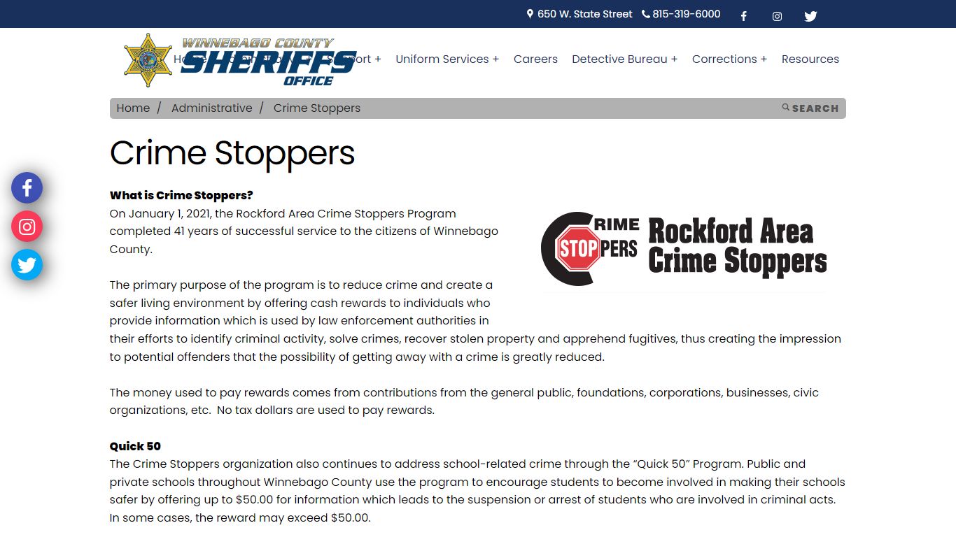Winnebago Sheriff - Crime Stoppers