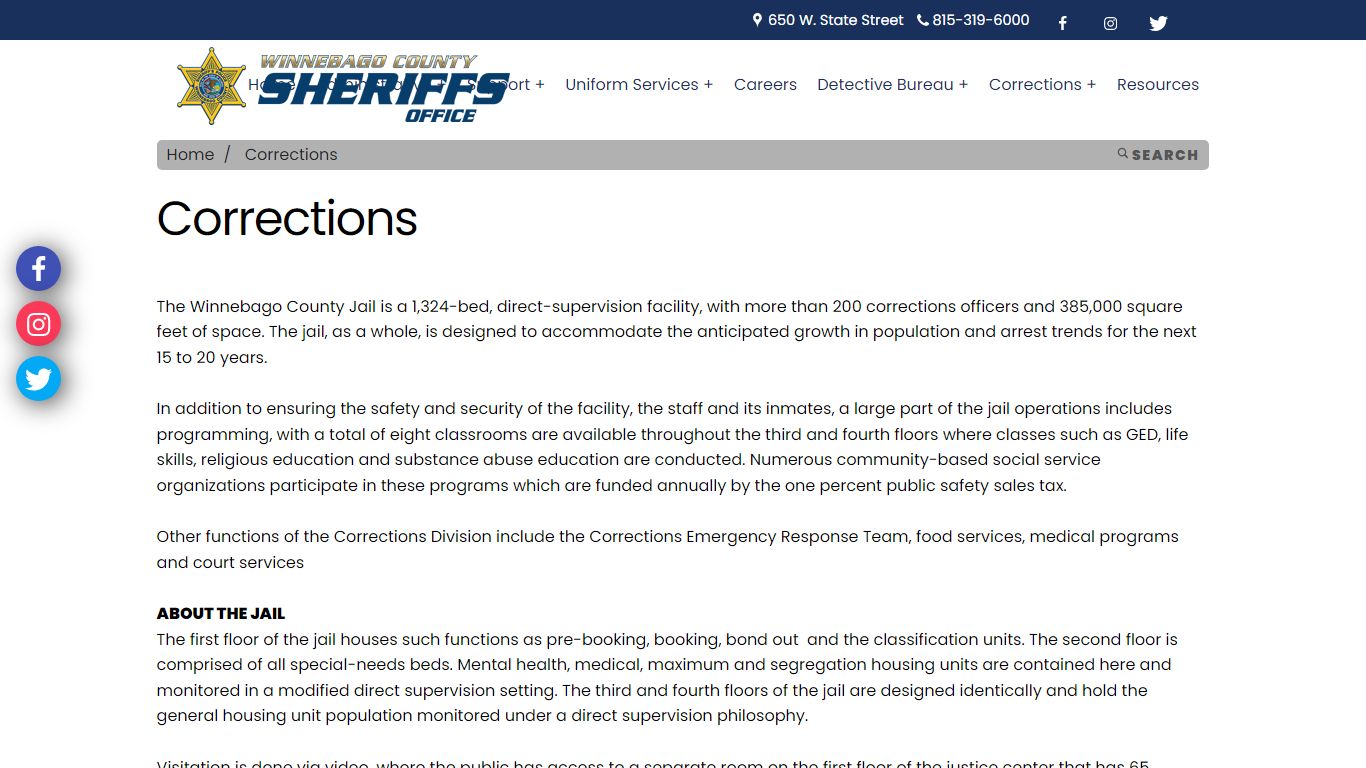 Winnebago Sheriff - Corrections